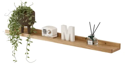 Produktbild von Fotoregal aus Holz, 60 cm Eichenholzregal, schwebendes Massivholzregal, Wandregal, Gewürzregal, Hängeregal, ideal für Wohnzimmer, Schlafzimmer, Badezimmer