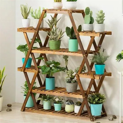 Immagine prodotto di Scaffale per piante a 8 ripiani, per interni ed esterni, 94x25x106 cm, legno di pino