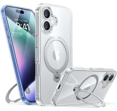 Obrázok produktu pre Torras Ostand Spin, Ochranný obal, Apple, iPhone 16, 15,5 cm (6.1"), Priehľadná