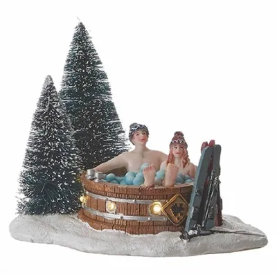 Produktbild von Luville Whirlpool Miniatur Batteriebetrieben - Weihnachtsdorf Figur mit Beleuchtung im Wald - Winterszene mit Schneebasis und Tannenbäumen - 13 x 10 x 11 cm - Mehrfarbig