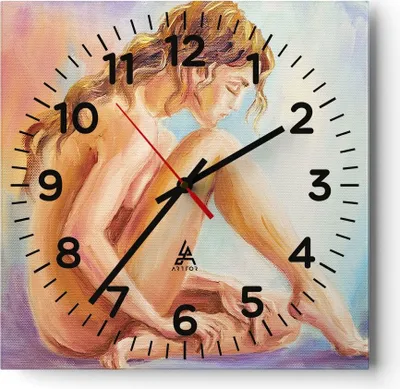 Produktbild von Wanduhr - Quadrat - Glasuhr - Frau Nacktheit Abgesehen von - 30x30cm - Schleichendes Uhrwerk - Lautlos - zum Aufhängen bereit - Dekoration Modern - Wanddekoration aus Glas - C4AC30x30-4174