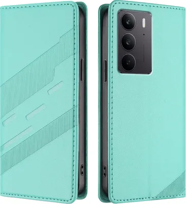 Image de Étui pour Realme C75 4G, étui portefeuille en cuirPolyuréthaneavec fente pour carte et fonction Türkis stand