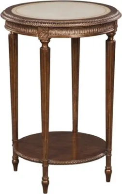 Produktbild von Casa Padrino Luxus Barock Beistelltisch Braun / Weiß Ø 47 x H. 70 cm - Barock Wohnzimmermöbel