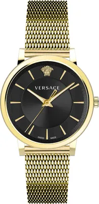 Produktbild von Versace V Circle Uni Armbanduhr Schwarz Gold