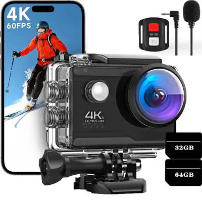 Image de Action Cam, 4K 20MP écran tactile WiFi caméra d'action, 40M caméra sous-marine, EIS, 170 ° grand angle 2.4G télécommande time-lapse
