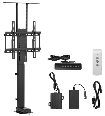 Zdjęcie produktu dla Uchwyt TV podłogowy 32–55" elektryczny lift stand regulowany z pilotem