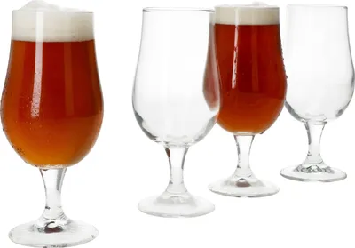Produktbild von 4x Artisan Pilsglas 300ml mit Fuß Biergläser klar 0,3L aus Glas Biertulpe