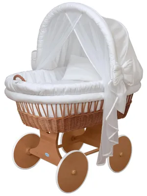 Produktbild von Waldin Baby Stubenwagen-Set mit Ausstattung,XXL,Gestell/Räder lackiert,Weiß