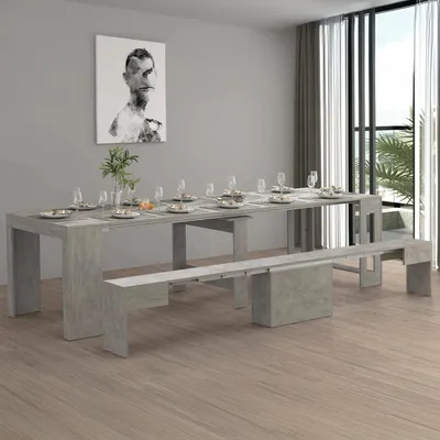 Immagine prodotto di Dmora set Tavolo e Sedie Badesi Grigio, 12 Posti Allungabile Italy