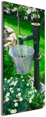 Produktbild von Wallario Premium Leinwandbild Wasserquelle im Garten in Größe 80 x 200 cm