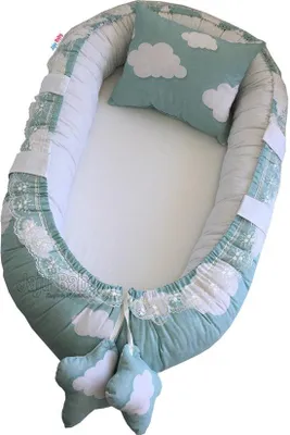 Immagine prodotto di Jaju Baby: nido per neonati con cuscino, Cotonelogico, 100 x 60 cm, menta