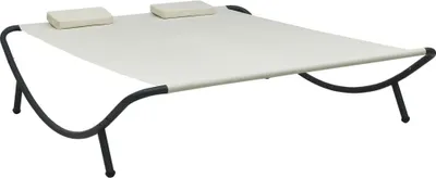 Produktbild von Sonnenliege Stoff Creme 200x173x45 cm mit 2 Kissen witterungsbeständig pulverbeschichtetes Stahlgestell