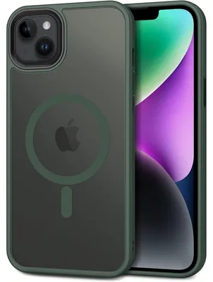 Produktbild von Handyhülle für iPhone 13/14 mit Kameraschutz, MagSafe, stoßfest, dunkelgrün