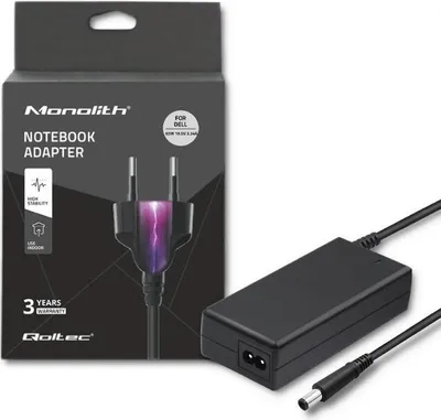 Image de Qoltec 51519.65W Power adapter for Dell | 65W | 19.5V | 3.34A | 7.4*5.0+pin | +power cable