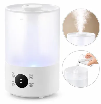 Produktbild von Luftbefeuchter 4L, Ultraschall Kaltnebel Luftbefeuchter mit Top-Fill, 40 Std. Laufzeit, 1–9 Std. Timer, Nachtmodus, für Schlafzimmer