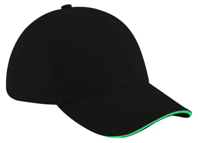 Immagine prodotto di Cappellino da baseball unisex Beechfield Athleisure in cotone FK241 (taglia unica) (nero/verde lime)