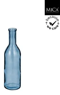 Obrázok produktu pre Sľudové dekorácie Sklenená fľaša Rioja - H50 x Ø15 cm - Recyklované sklo - Svetlomodrá farba