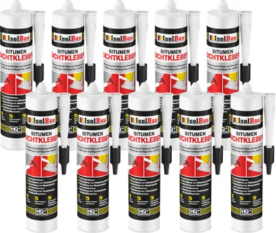 Produktbild von Isolbau Bitumen-Dichtkleber - 10 x 310 ml Klebstoff & Dichtmasse für Montage & Reparatur von Bitumen-Schindeln - Schwarz