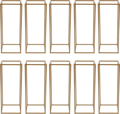 Immagine prodotto di Portafiori per matrimoni - Portavasi geometrico - Metallo - Altezza 80 cm - Set da 10 pezzi - Oro