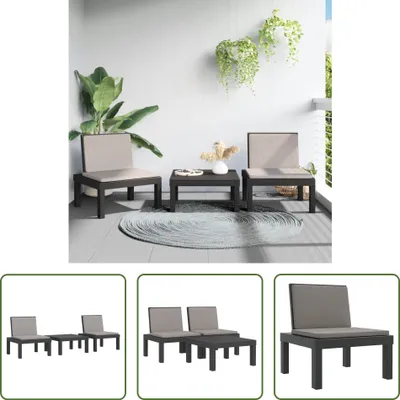 Produktbild von The Living Store 3-tlg. Garten-Lounge-Set mit Kissen Anthrazit PP