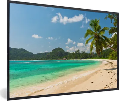 Produktbild von MuchoWow® Gerahmtes Poster Tropisch - Wasser - Blau 90x60 cm - Poster mit Schwarzem Bilderrahmen Wandposter Rahmen Foto Bilder - Fotorahmen - Foto-Plakat