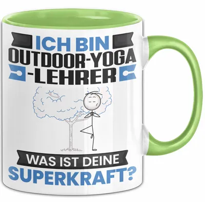 Produktbild von Outdoor-Yoga-Lehrer Tasse Geschenk für Outdoor-Yoga-Lehrer Geburtstag Lustiger Spruch Kaffee-Becher Was Ist Deine Superkraft (Grün)