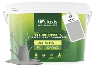 Produktbild von Wandfarbe Hellgrau Grau Matt Innenfarbe – Deckkraft Klasse 1, VOC-frei, Ohne Grundierung, Tropfarm – Wohnzimmer & Schlafzimmer – 2,5L – Veluxis (Shady Spice)