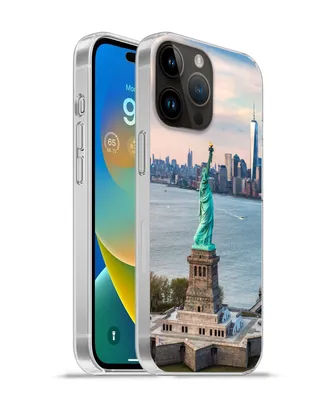Produktbild von MuchoWow® Handyhülle Schutzhülle Hülle für Apple iPhone 14 Pro - Softcase Freiheitsstatue mit der Skyline von New York Silikon Softcase Handy Hülle - Umschlag