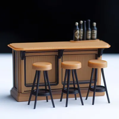 Produktbild von Decords Miniatur-Barset im Maßstab 1:12, Modell 039-077 – Hauptfarbe: Grau