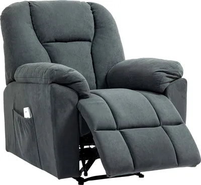 Produktbild von Elektrisch Relaxsessel Fernsehsessel mit Liegefunktion Wärmefunktion Massagesessel mit Seitentasche Liegesessel mit USB-Anschlüsse Taschenfeder für Wohnzimmer Dunkelgrau
