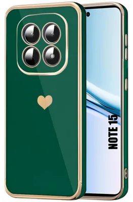 Image de Coque Silicone pour Xiaomi Redmi Note 15 5G/4G, Antichoc Souple Slim - Motif Cœur - Vert Nuit