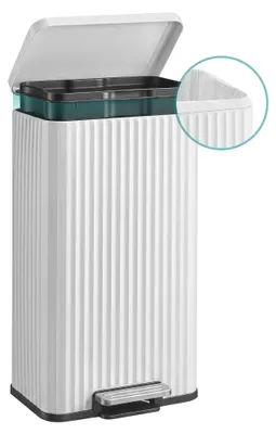 Produktbild von SONGMICS Mülleimer Küche, Abfallbehälter mit Deckel und Pedal, Softclose, Herausnehmbarer Inneneimer, 30 L, Weiß