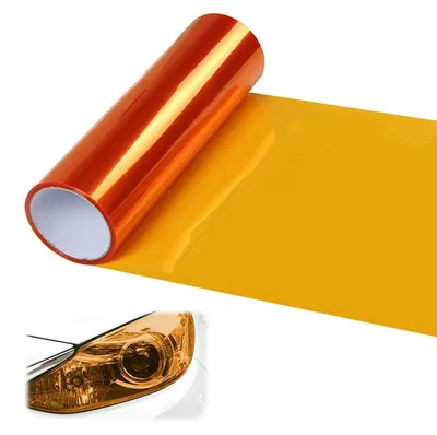 Image de Film pour phares, orange, 30 x 120 cm, adhésif, en PVC, résistant à la chaleur, étanche