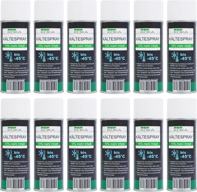 Produktbild von Kältespray bis -45°C, zur Kälteschrumpfung von Metallen und Fehlersuche, 12x 440 ml