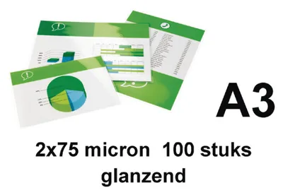 Obrázok produktu pre GBC Document Pouch A3 2x75mic (100), Lesklý, A3, 305 mm, 0,15 mm, 430 mm, 100 kusov