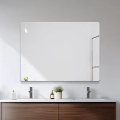 Zdjęcie produktu dla Lustro ścienne bez ramy do łazienki, bez zawartości miedzi, montaż na ścianie, 80 x 60 cm, srebrne