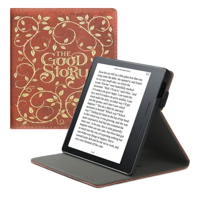 Obrázok produktu pre kwmobile kryt kompatibilný s Amazon Kindle Oasis 10. generácie kryt - puzdro s pútkom a stojanom - obal na knihu Good Story Yellow Orange Red