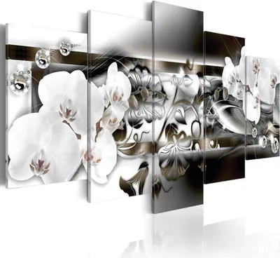 Produktbild von Leinwandbilder 200x100 cm b-A-0153-b-p Vlies Leinwandbild 5 tlg Kunstdruck modern Wandbilder XXL Wanddekoration Design Wand Bild ABSTRAKT BLUMEN ORCHIDEE