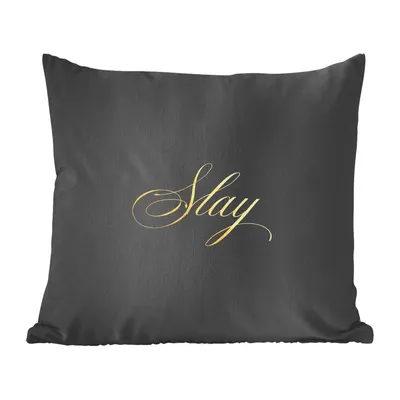 Produktbild von MuchoWow® Zierkissen Sofakissen Wohnzimmer Dekokissen 50x50 cm Zitate - Macht - Gold - Schwarz - Komfort - Sofakissen