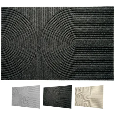 Produktbild von Floordirekt Schmutzfangmatte Circa, waschbare Fußmatte für Innen & Außen, rutschfeste Türmatte flach, wetterfest - Anthrazit Wellen, 90x150 cm