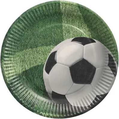 Produktbild von Teller, Pappe rund Ø 23 cm Football 88579 Pappteller Einwegteller Fußball, 10 Stück