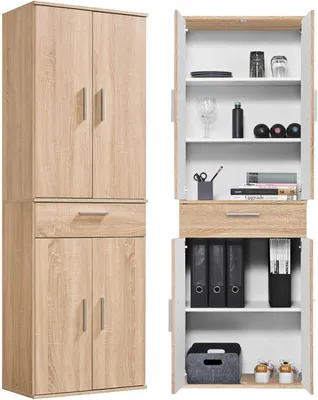 Produktbild von Schrank - Ladenschrank - Archivschrank - Aufbewahrungsschrank - Wohnzimmerschrank - Multifunktional - 180 cm hoch - Sonoma-Eiche-Holz