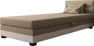 Produktbild von AURA SOFA  Boxspringbett TORIN 90x195 Komplett-Set mit Bonell Matratze, Polsterbett mit Bettkästen - Hellbeige/Bronze, SAWANA 01/24