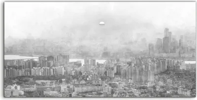 Produktbild von Coloray Acrylbild 140x70  Wandbild Acrylbilder Schwarz weiß Stadt Gebäude Stadtbild