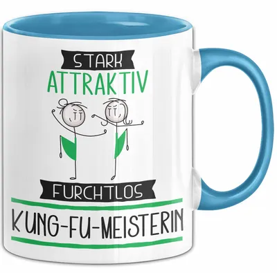 Produktbild von Kung-Fu-Meisterin Tasse Geschenk Becher Stark Attraktiv Furchtlos Kung-Fu-Meisterin Lustige Geschenkidee (Blau)