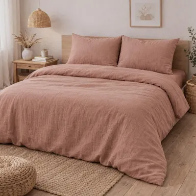 Produktbild von Bettwäscheset aus rosa Baumwollgaze, 240 x 220 cm