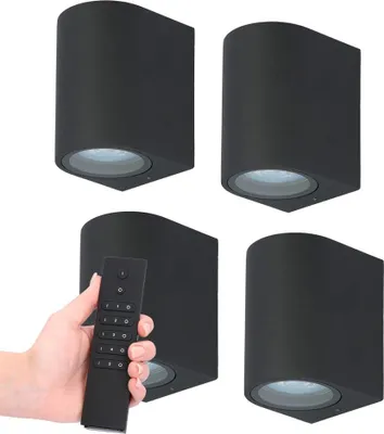 Produktbild von hoftronic LED-Wandleuchte 4er Set 4W 2700K GU10 Schwarz IP65 Dimmbare Downlight