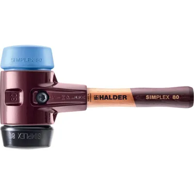 Produktbild von HALDER SIMPLEX Schonhammer Ø 80 mm Gummi / TPE-soft blau mit extra kurzem Stiel und Termpergussgehäuse