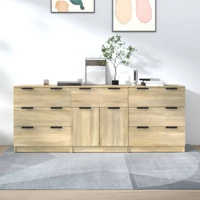 Obrázek produktu pro vidaXL 3dílný příborník Sonoma Dubový vzhled dřeva Materiál