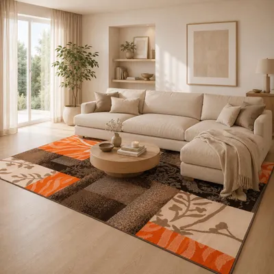 Produktbild von Designer Teppich Samba Modern Terrakotta Karo, Größe:140x200 cm